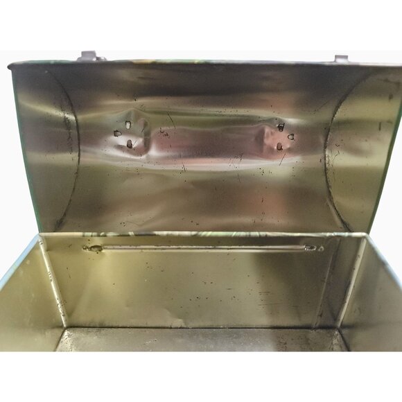 Vintage John Deere Metal Lunchbox With Tractor Design & Yellow Handle - Picture 15 of 16